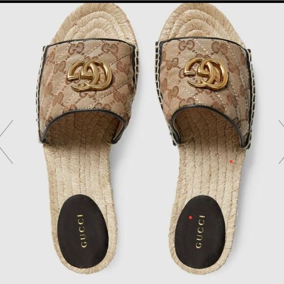 GUCCI GG Monogram Espadrilles Sandals - Picture 1 of 16